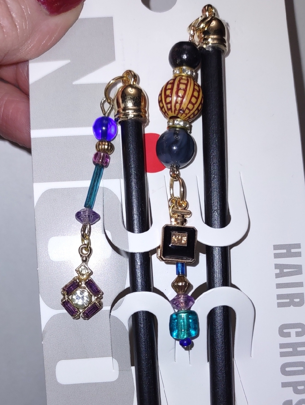 Jeweled Wooden Hair Chopsticks